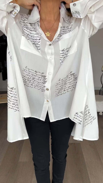 Callista – inked elegance button-up shirt