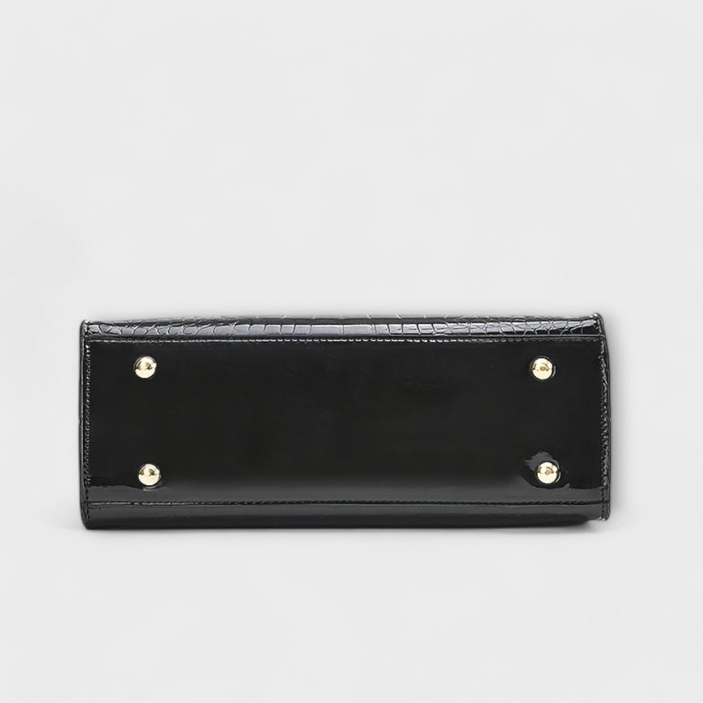 GLOSSY CROCODILE-PATTERN HANDBAG