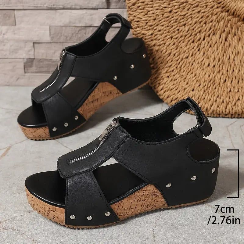 Aurelle – retro charm wedge sandals