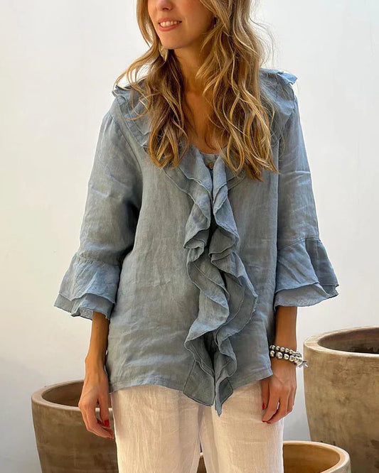 Cherry – rose-tide ruffle blouse
