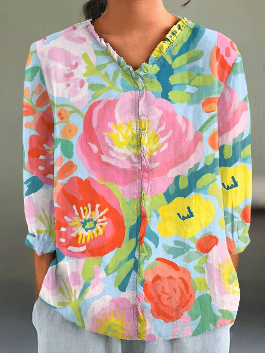 Watercolor Floral – painted bloom midi dress