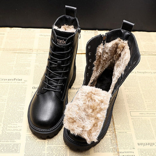 HELENA -  BLACK FUR-LINED BOOTS