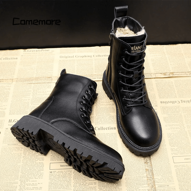 HELENA -  BLACK FUR-LINED BOOTS
