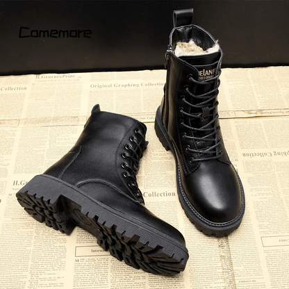 HELENA -  BLACK FUR-LINED BOOTS