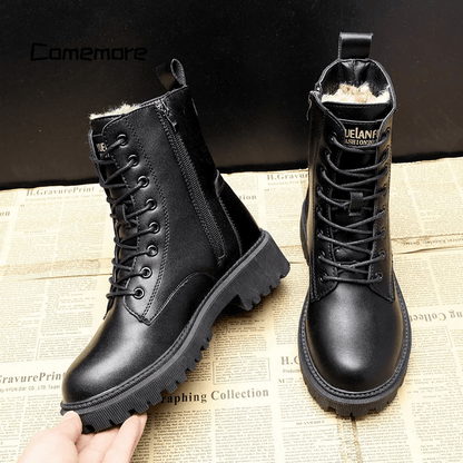 HELENA -  BLACK FUR-LINED BOOTS