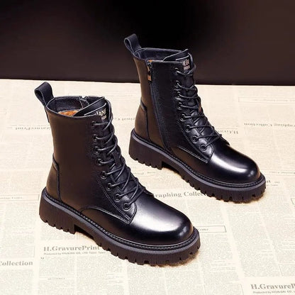 HELENA -  BLACK FUR-LINED BOOTS