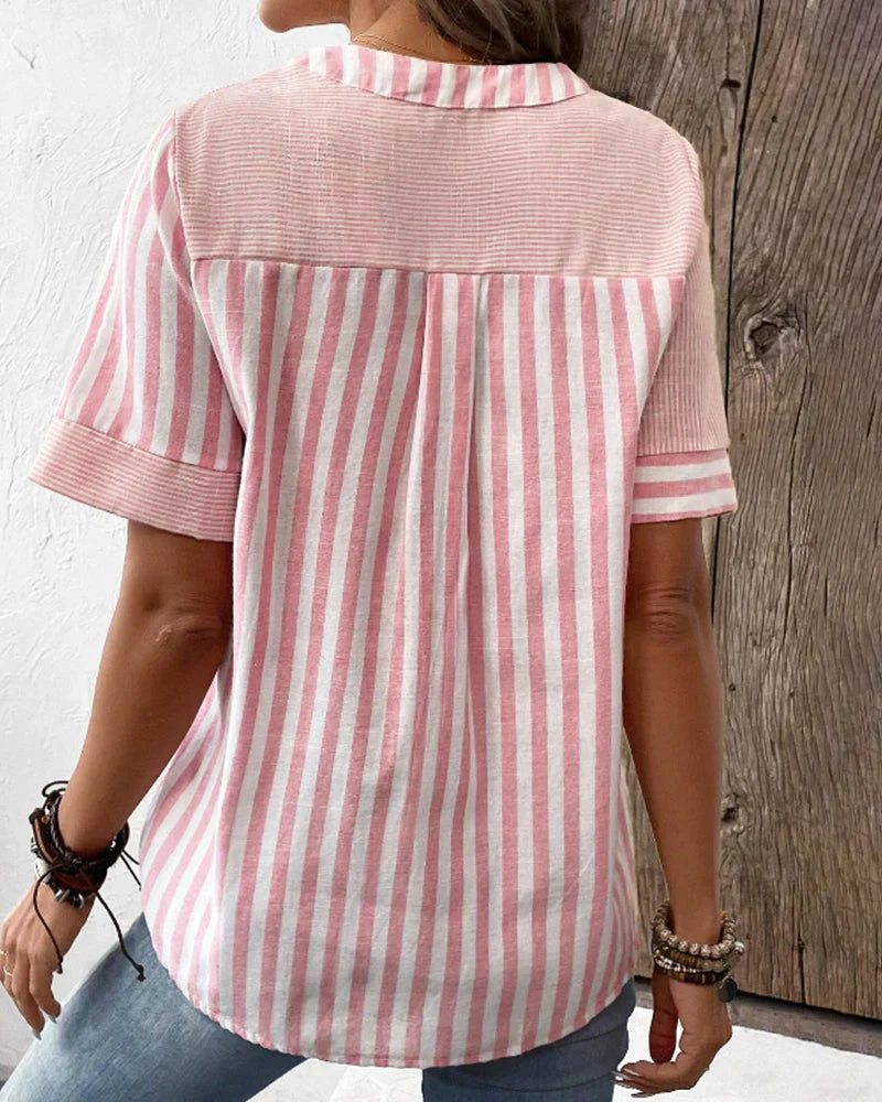 Sandra – coastal lines striped blouse