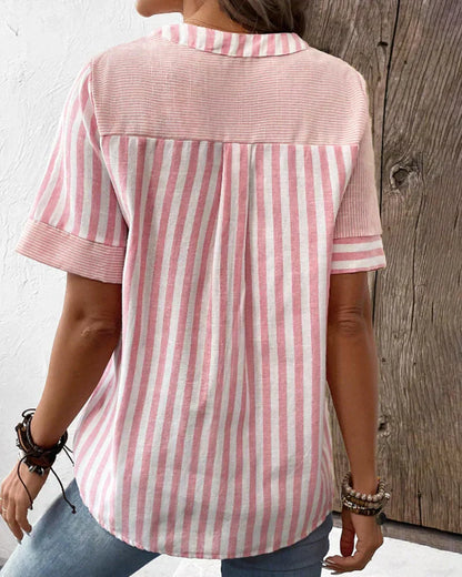 Sandra – coastal lines striped blouse