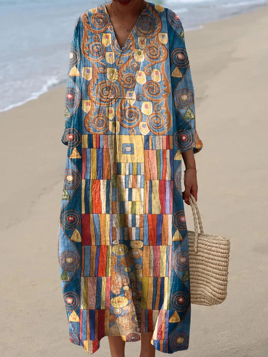Multicoloured Abstract – geometric daydream midi dress