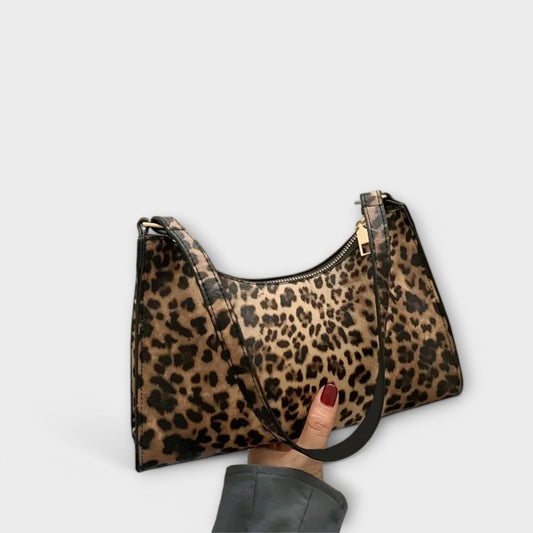 LEOPARD PRINT FRENCH-STYLE SHOULDER BAG