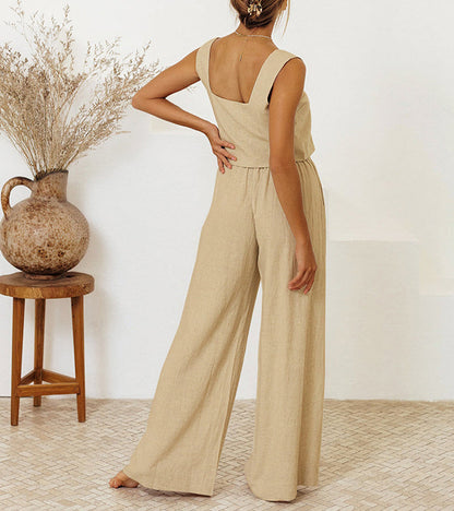 MEGAN - CHIC MINIMALIST TOP WITH STYLISH WIDE-LEG PANTS SET