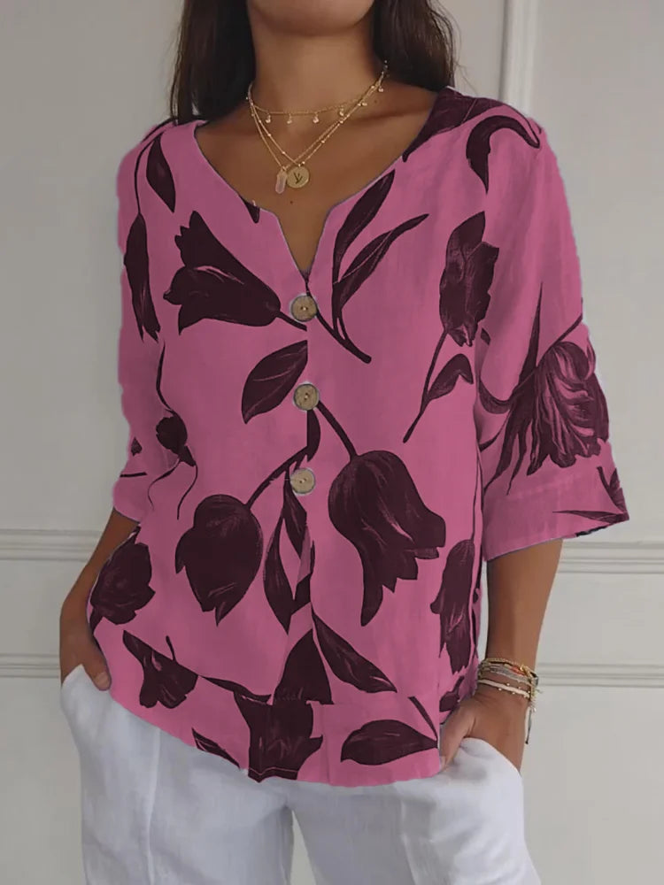 Sanne – wild bloom button-up blouse