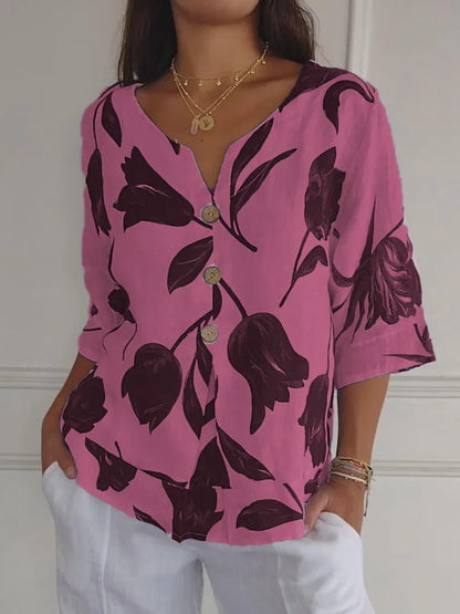 Sanne – wild bloom button-up blouse