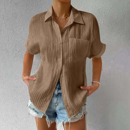 Brielle – sun-kissed linen ripple top