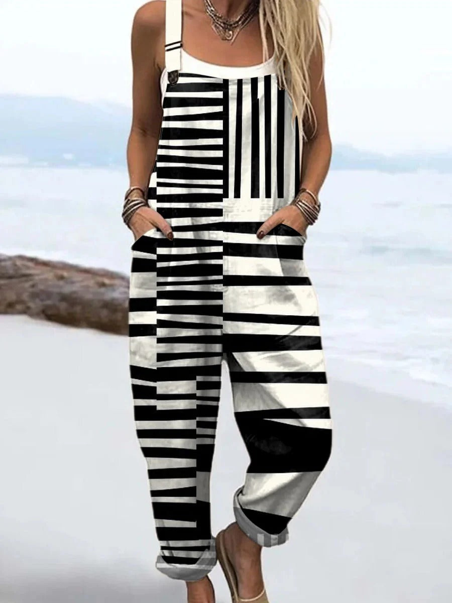 Abstract Stripes Print Midi Dress