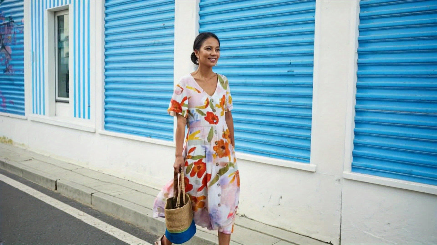 SIENNA - BOHEMIAN V-NECK FLORAL DRESS