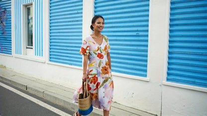 SIENNA - BOHEMIAN V-NECK FLORAL DRESS