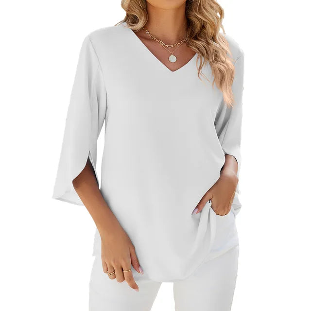 Cara – moonlit ease v-neck blouse
