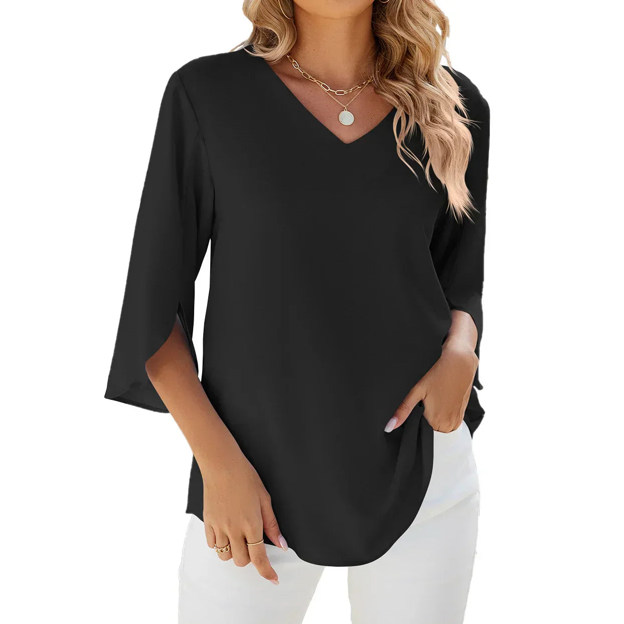 Cara – moonlit ease v-neck blouse