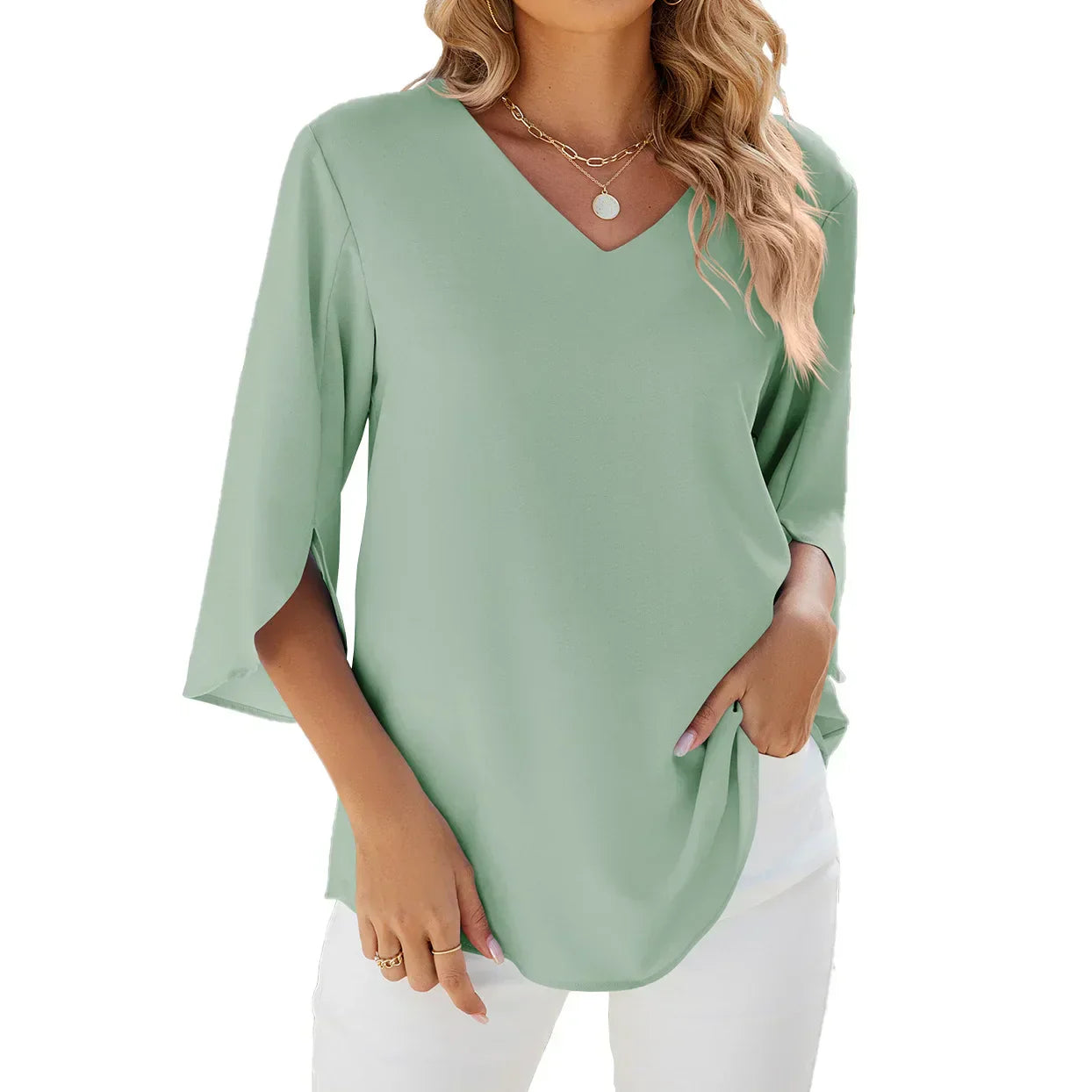 Cara – moonlit ease v-neck blouse