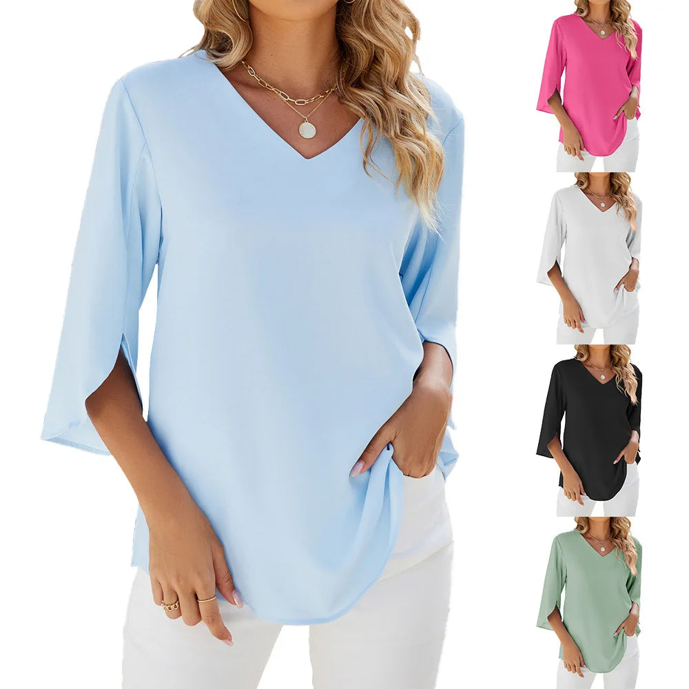 Cara – moonlit ease v-neck blouse