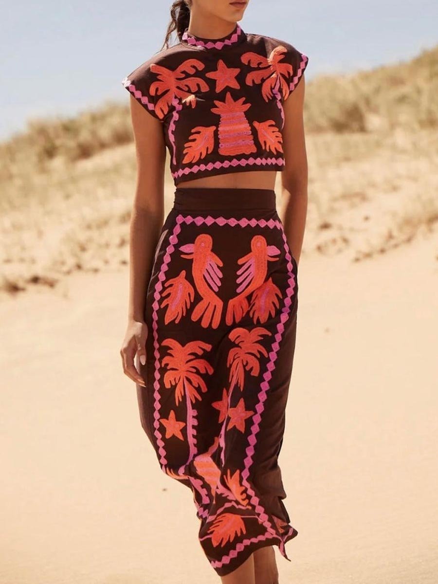 Katia – sunlit bloom top & skirt set