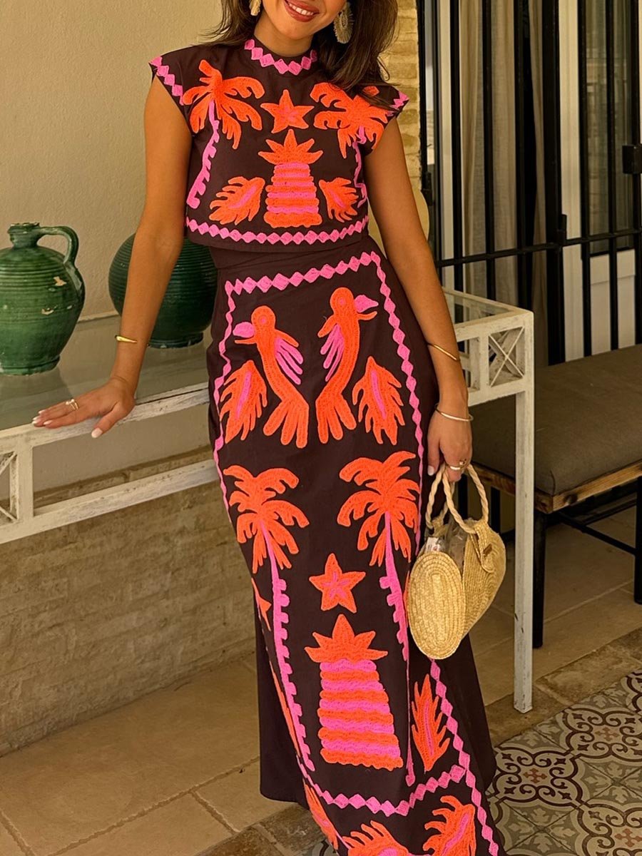 Katia – sunlit bloom top & skirt set