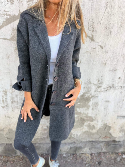 EMILY – LONG ELEGANT COAT WITH STYLISH LAPELS