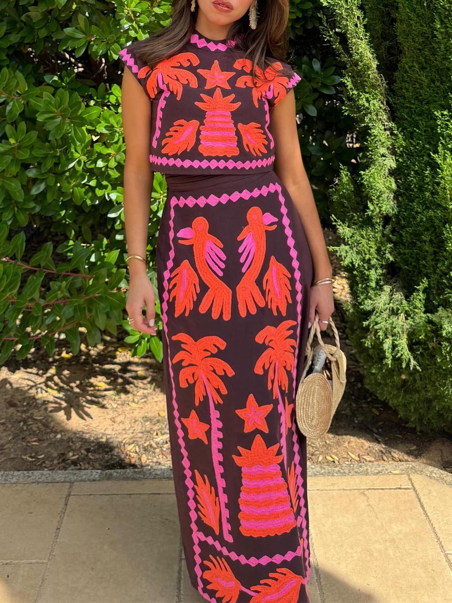 Katia – sunlit bloom top & skirt set