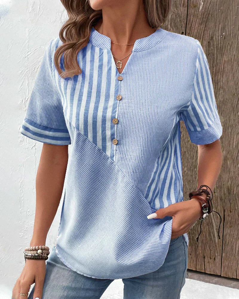 Sandra – coastal lines striped blouse