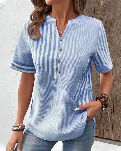 Sandra – coastal lines striped blouse
