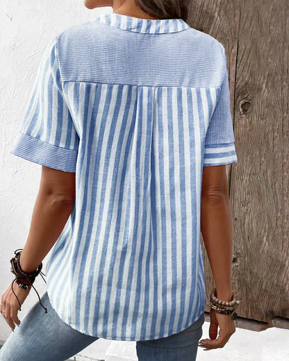 Sandra – coastal lines striped blouse