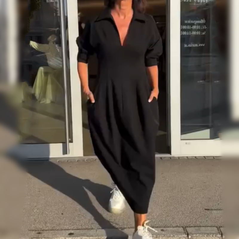 Victoria – tailored grace midi dress with soft lapels