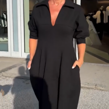 Victoria – tailored grace midi dress with soft lapels