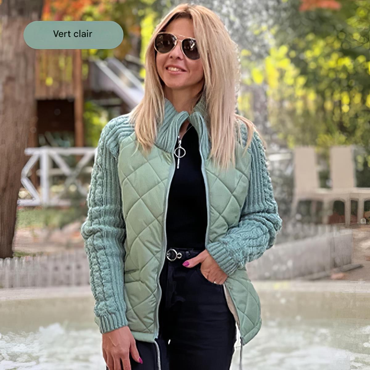 WOMEN’S QUILTED WINTER JACKET - WITH PATCHWORK AND KNIT SLEEVES