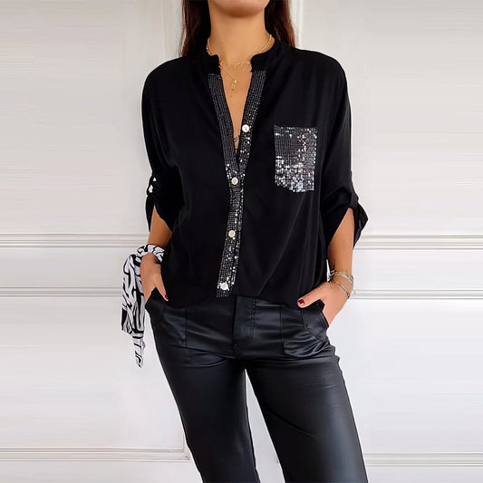 PATCHWORK SEQUINS SHIRT – SHINE WITH ELEGANCE