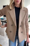 CASUAL KNIT COAT  -WITH BUTTONS AND PATCHWORK SLEEVES FOR WOMEN