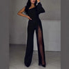 ASYMMETRICAL ONE-SHOULDER JUMPSUIT WITH FLARED TULLE SLEEVES