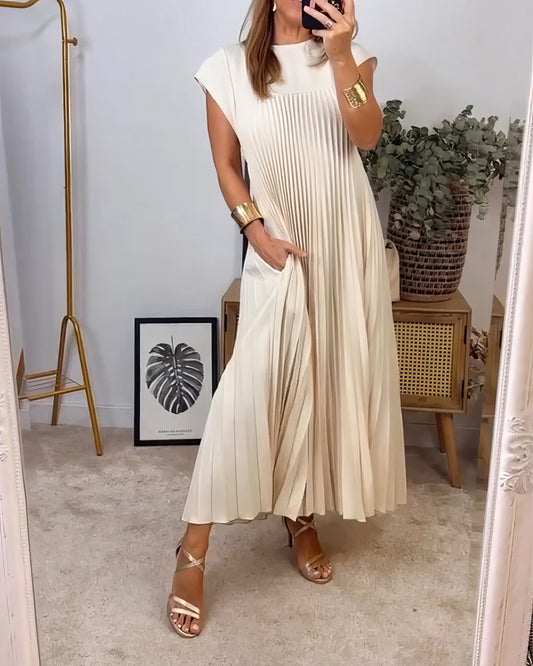ELEONORA - DRESS WITH PLEATED SLEEVELESS