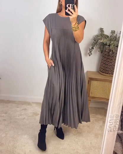 ELEONORA - DRESS WITH PLEATED SLEEVELESS