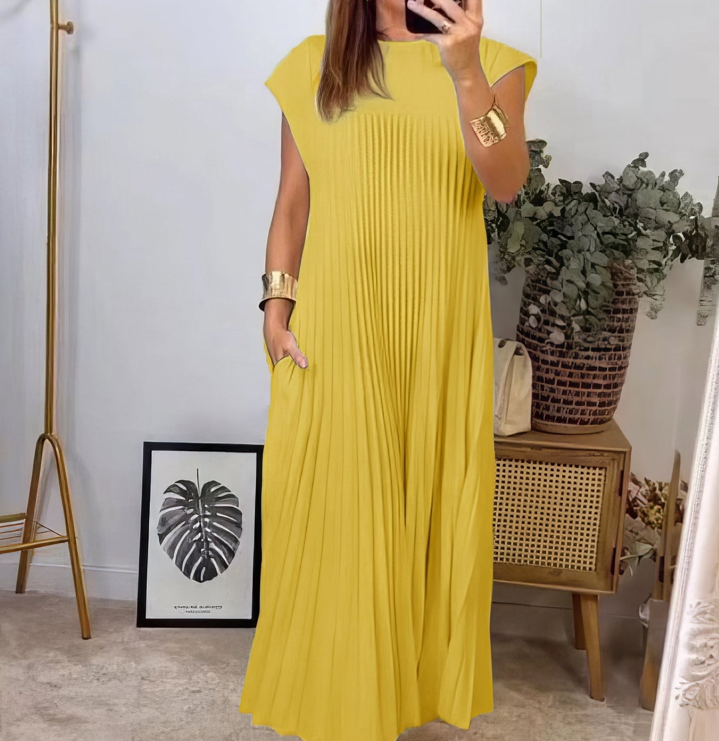 ELEONORA - DRESS WITH PLEATED SLEEVELESS