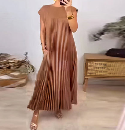 ELEONORA - DRESS WITH PLEATED SLEEVELESS