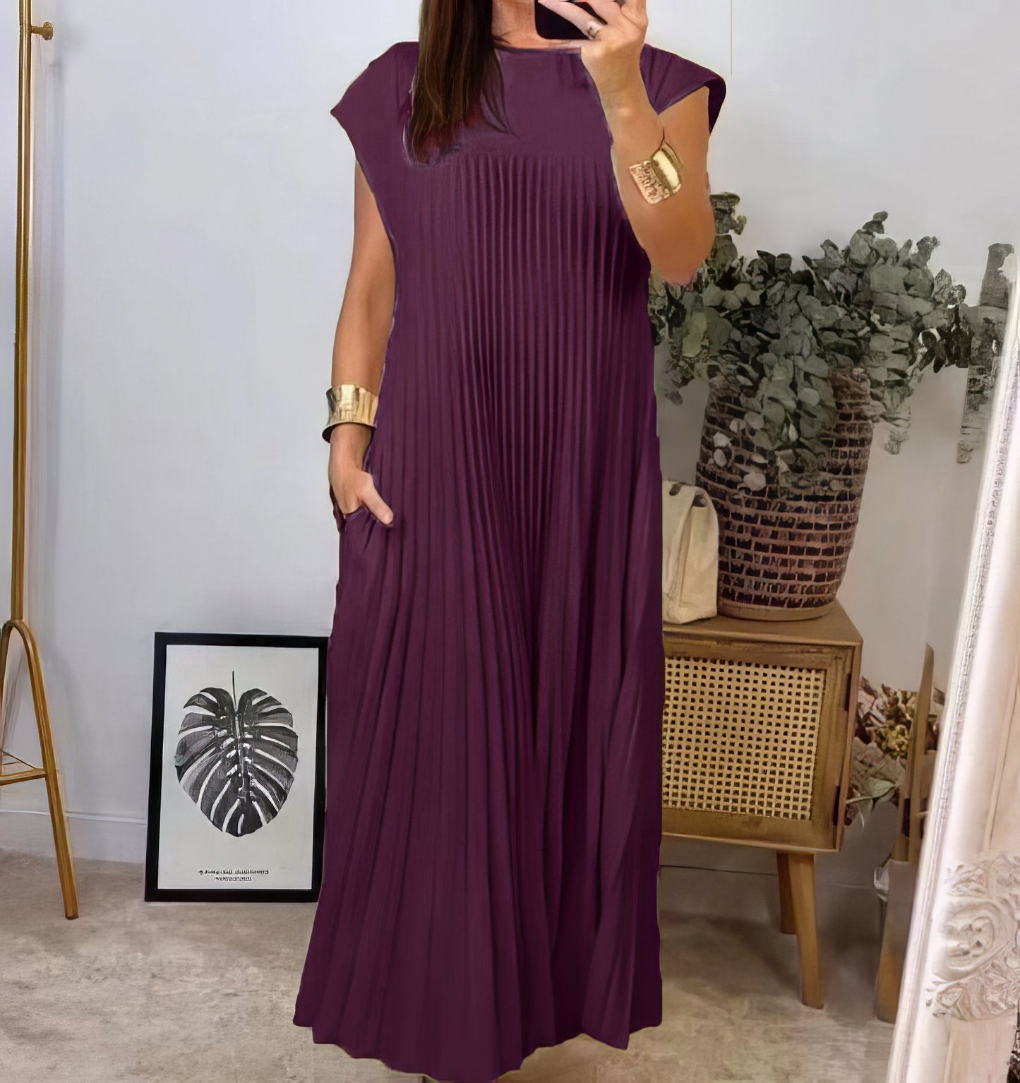ELEONORA - DRESS WITH PLEATED SLEEVELESS