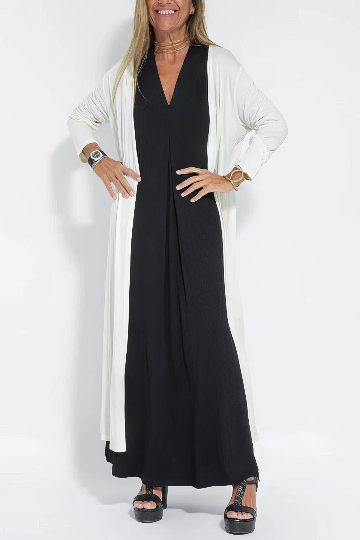ELISE - LONG DRESS WITH CARDIGAN