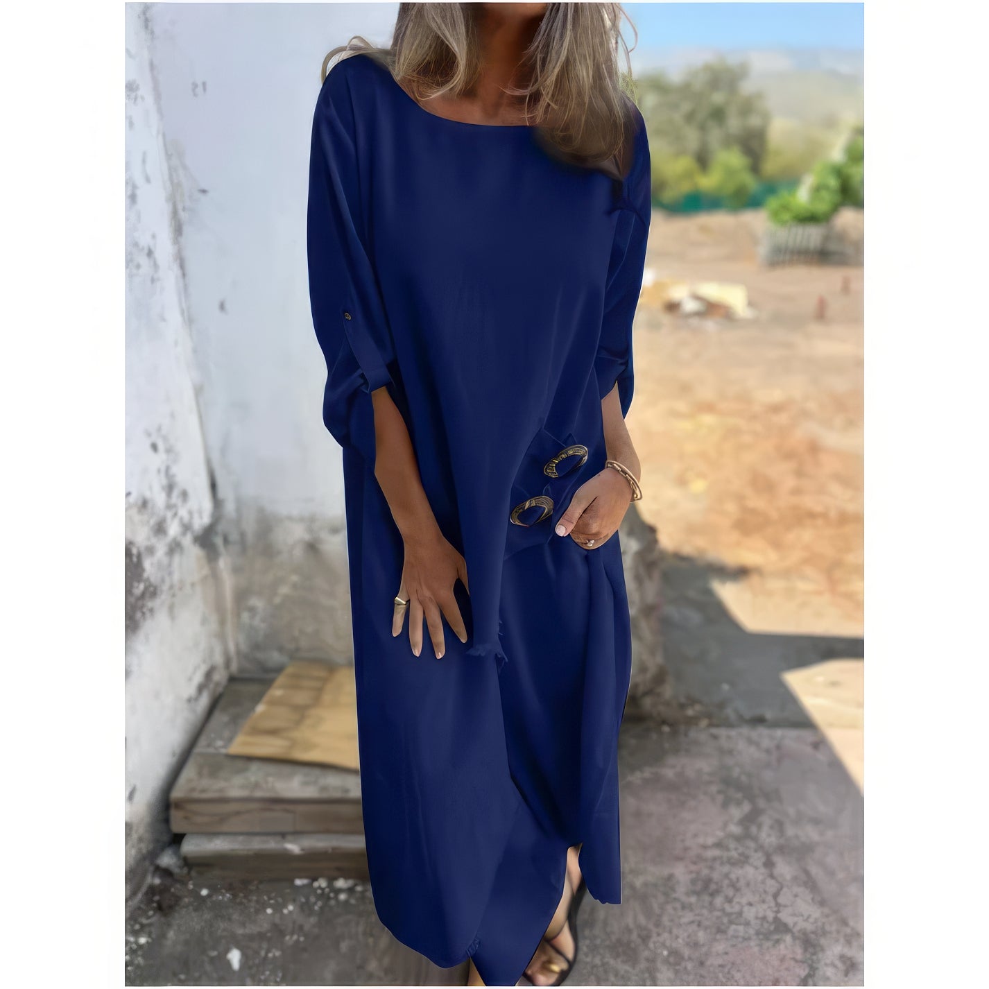 TWO-PIECE SET- ASYMMETRICAL DRESS AND WIDE-LEG PANTS FOR WOMEN