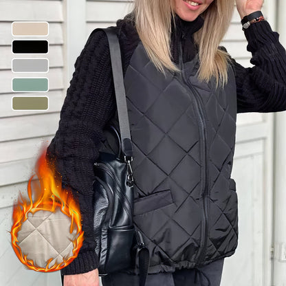 WOMEN’S QUILTED WINTER JACKET - WITH PATCHWORK AND KNIT SLEEVES