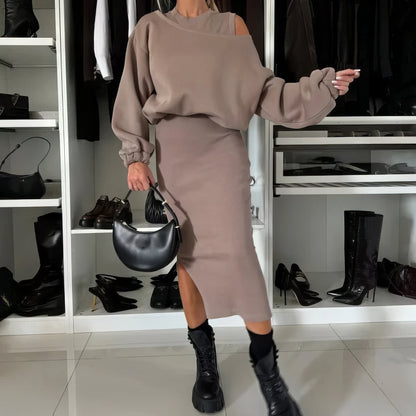 SLEEVELESS DRESS & SWEATSHIRT SET