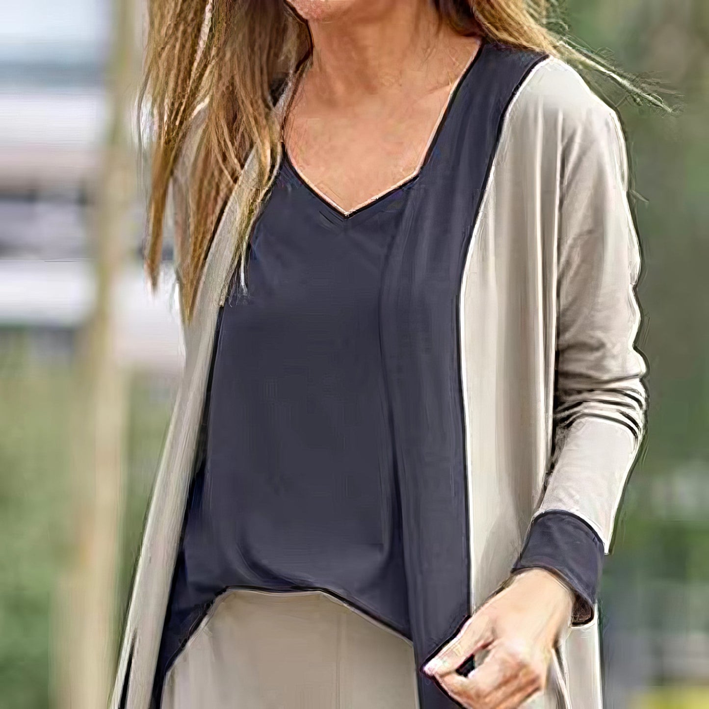 3-PIECE WOMEN’S SET- CARDIGAN, TOP & WIDE-LEG PANTS