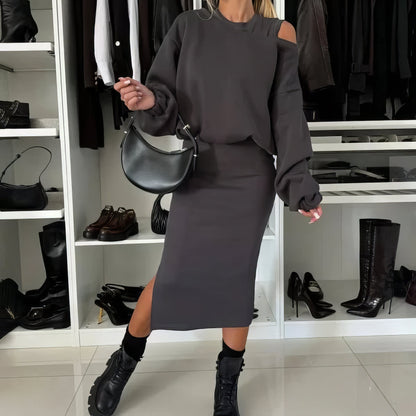 SLEEVELESS DRESS & SWEATSHIRT SET