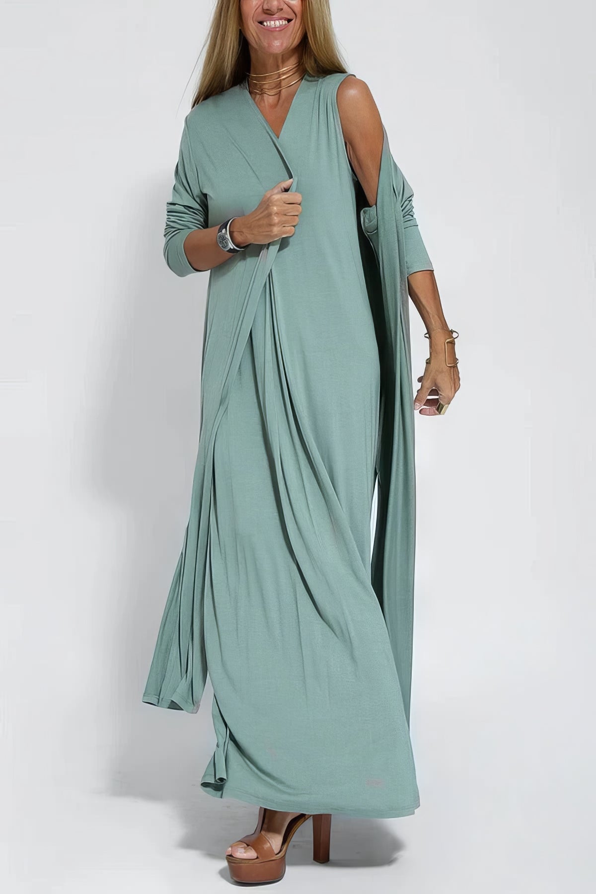 ELISE - LONG DRESS WITH CARDIGAN